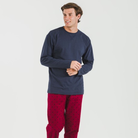 Pigiama uomo flanella Poppy blu pijama-franela