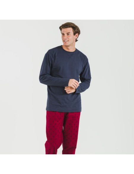 Pigiama uomo flanella Poppy blu pijama-franela