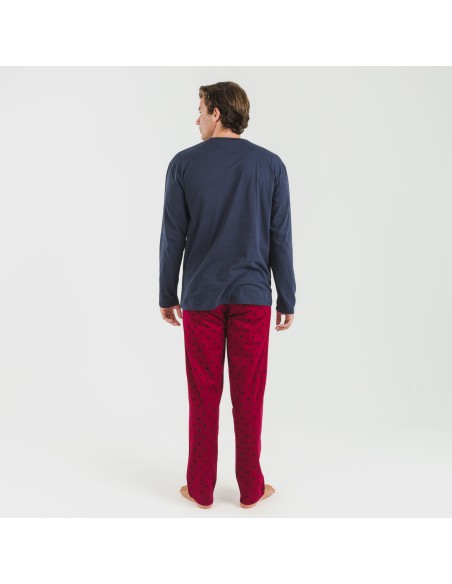 Pigiama uomo flanella Poppy blu pijama-franela