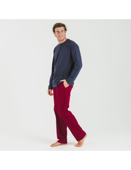 Pigiama uomo flanella Poppy blu pijama-franela