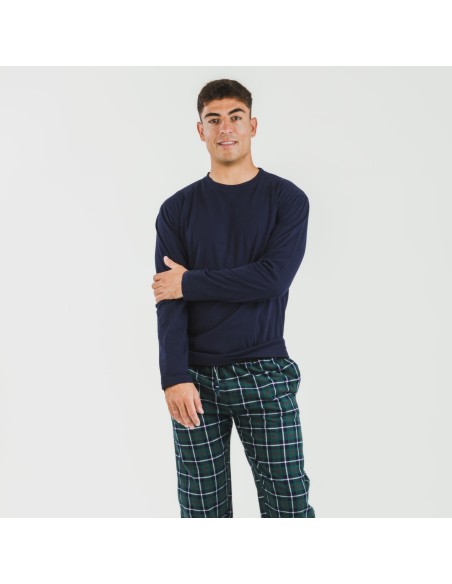 Pigiama uomo flanella Cuadro Ruz blu navy pijama-franela