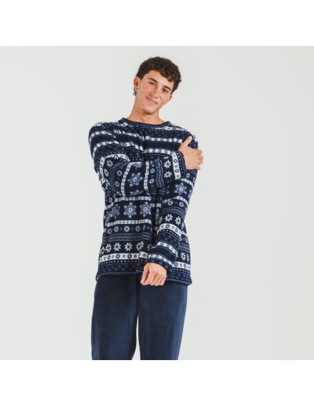 Pigiama pile coral uomo Delancey blu navy pijama-coralina