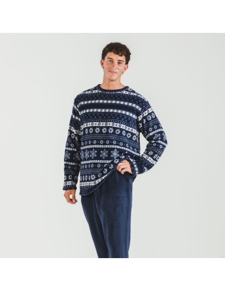 Pigiama pile coral uomo Delancey blu navy pijama-coralina