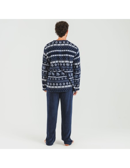 Pigiama pile coral uomo Delancey blu navy pijama-coralina