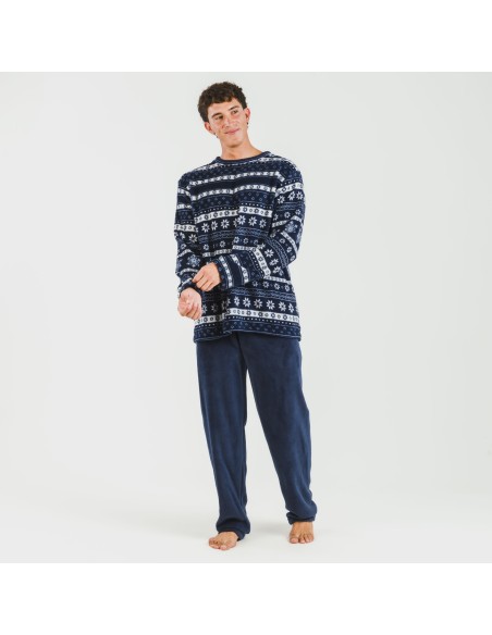 Pigiama pile coral uomo Delancey blu navy pijama-coralina