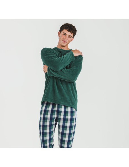 Pigiama pile coral uomo Cuadro Ferni verde pijama-coralina