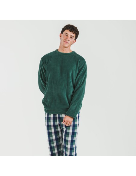 Pigiama pile coral uomo Cuadro Ferni verde pijama-coralina