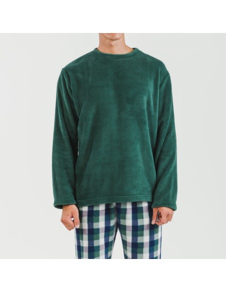 Pigiama pile coral uomo Cuadro Ferni verde pijama-coralina