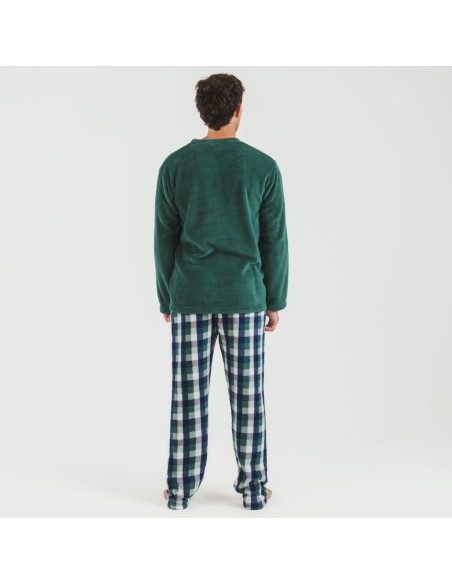 Pigiama pile coral uomo Cuadro Ferni verde pijama-coralina