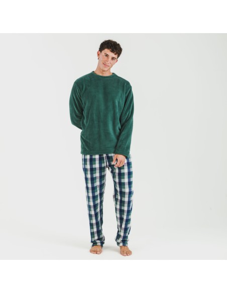 Pigiama pile coral uomo Cuadro Ferni verde pijama-coralina