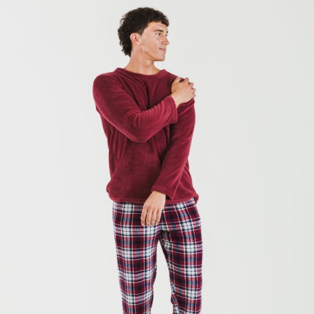 Pigiama pile coral uomo Cuadro Dido bordeaux pijama-coralina