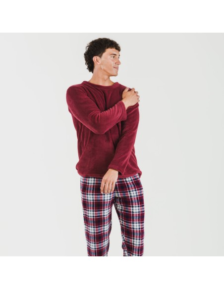 Pigiama pile coral uomo Cuadro Dido bordeaux pijama-coralina