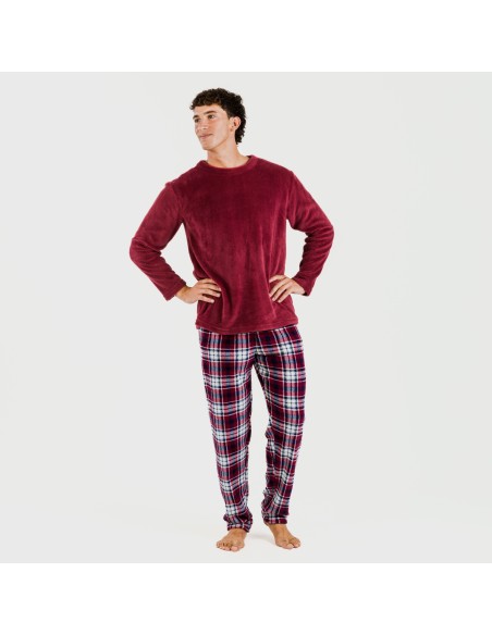 Pigiama pile coral uomo Cuadro Dido bordeaux pijama-coralina