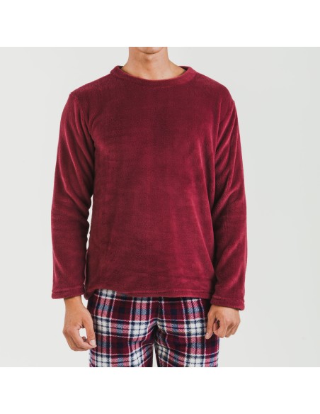 Pigiama pile coral uomo Cuadro Dido bordeaux pijama-coralina