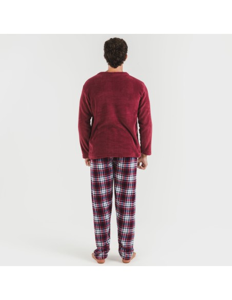 Pigiama pile coral uomo Cuadro Dido bordeaux pijama-coralina