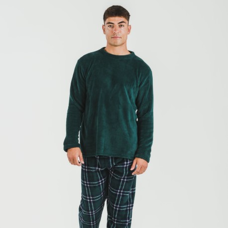 Pigiama pile coral uomo Cuadro Welo verde pijama-coralina