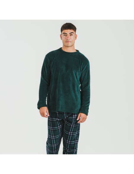 Pigiama pile coral uomo Cuadro Welo verde pijama-coralina