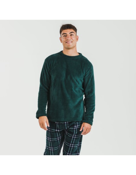 Pigiama pile coral uomo Cuadro Welo verde pijama-coralina