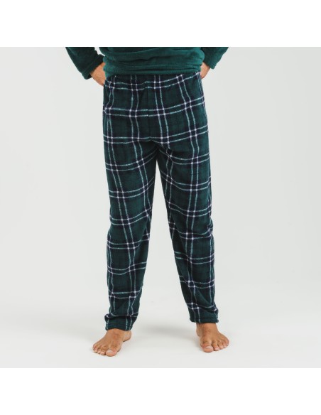 Pigiama pile coral uomo Cuadro Welo verde pijama-coralina