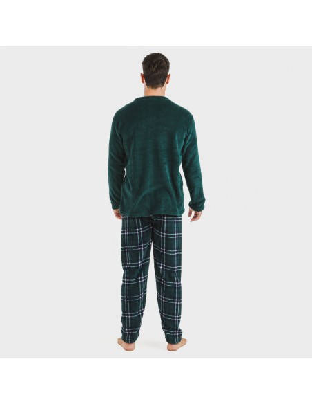 Pigiama pile coral uomo Cuadro Welo verde pijama-coralina