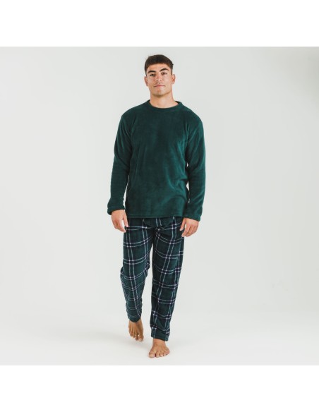 Pigiama pile coral uomo Cuadro Welo verde pijama-coralina