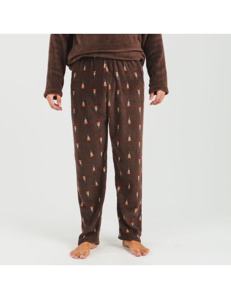 Pigiama pile coral uomo Pelayo marrone pijama-coralina