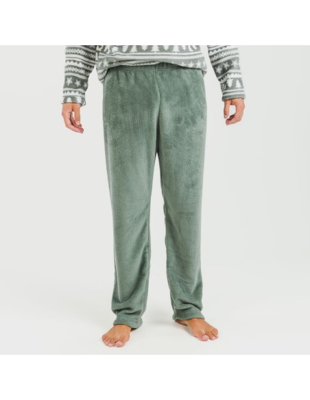 Pigiama pile coral uomo Teseo verde militare pijama-coralina