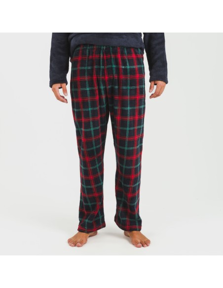 Pigiama pile coral uomo Cuadro Roman blu navy pijama-coralina