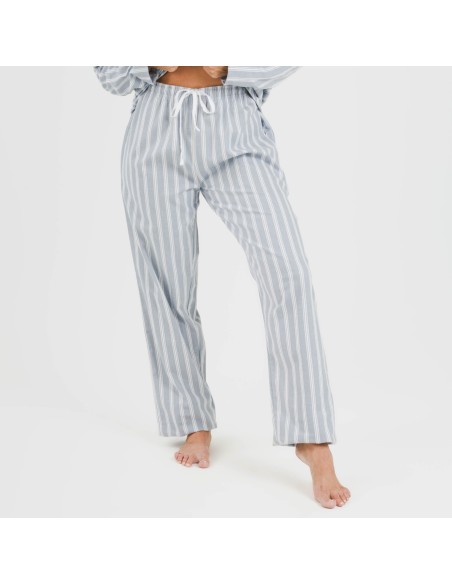 Pigiama flanella con colletto a bavero Raya Marsella indaco pijama-franela-con-solapa-mujer