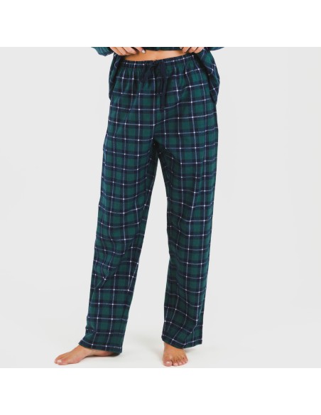 Pigiama flanella con colletto a bavero Cuadro Ruz verde pijama-franela-con-solapa-mujer