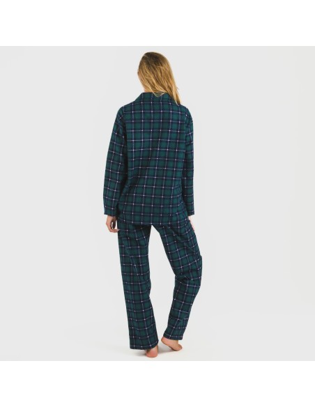 Pigiama flanella con colletto a bavero Cuadro Ruz verde pijama-franela-con-solapa-mujer