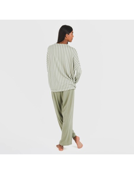 Pigiama lungo Secret donna Raya Marsella verde militare pijama-largo-secret