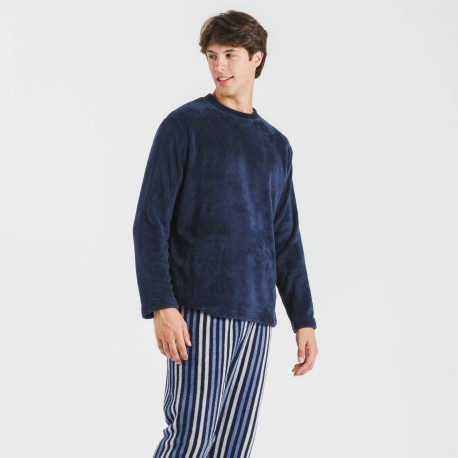 Pigiama pile coral uomo Raya Vinicius blu pijama-coralina