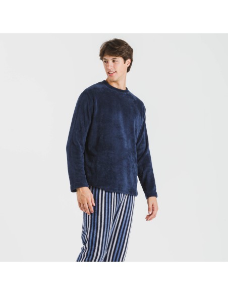 Pigiama pile coral uomo Raya Vinicius blu pijama-coralina