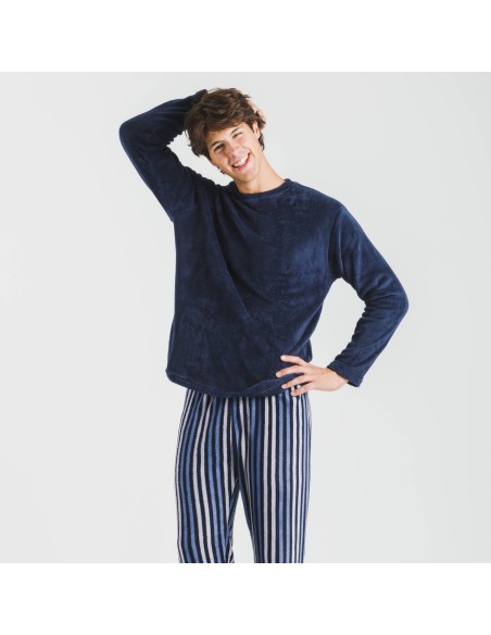 Pigiama pile coral uomo Raya Vinicius blu pijama-coralina