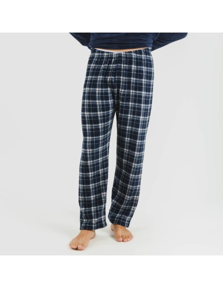 Pigiama pile coral uomo Cuadro Brais blu navy pijama-coralina