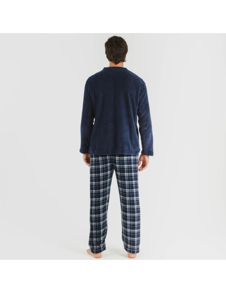 Pigiama pile coral uomo Cuadro Brais blu navy pijama-coralina