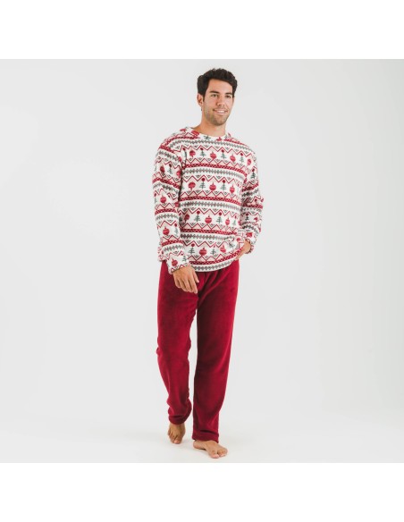 Pigiama pile coral uomo Joshie bordeaux pijama-coralina