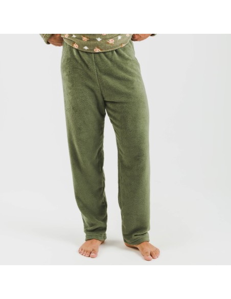 Pigiama pile coral uomo Tatini verde militare pijama-coralina