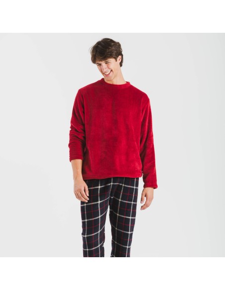 Pigiama pile coral uomo Cuadro Gaston bordeaux pijama-coralina