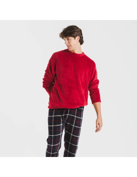 Pigiama pile coral uomo Cuadro Gaston bordeaux pijama-coralina