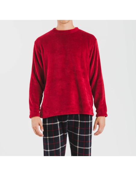 Pigiama pile coral uomo Cuadro Gaston bordeaux pijama-coralina