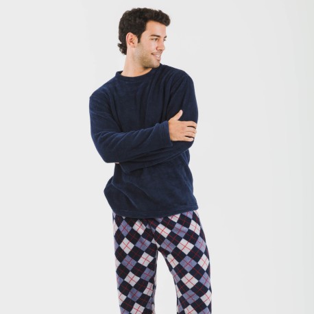 Pigiama pile coral uomo Darsikiriki blu pijama-coralina