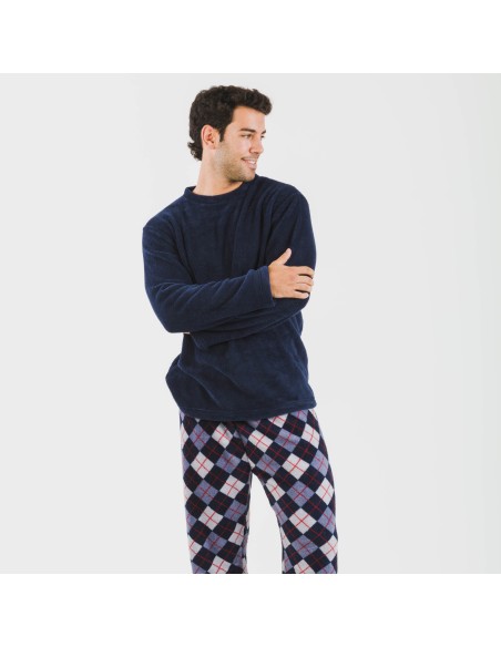 Pigiama pile coral uomo Darsikiriki blu pijama-coralina