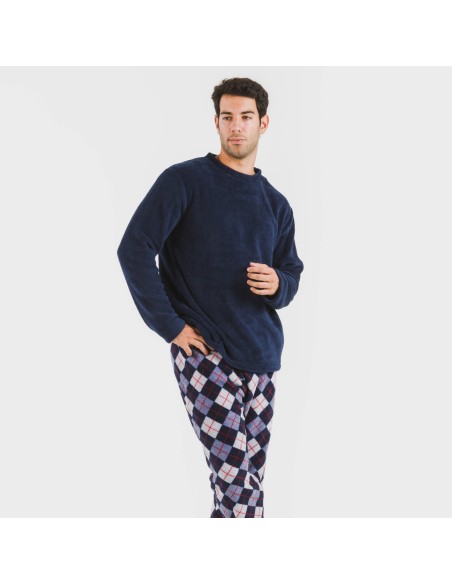 Pigiama pile coral uomo Darsikiriki blu pijama-coralina