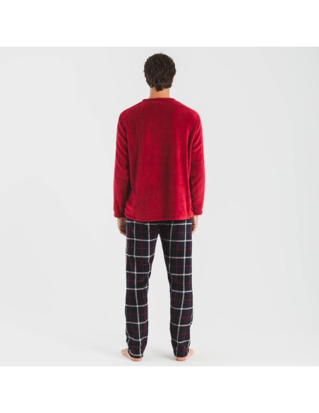 Pigiama pile coral uomo Cuadro Gaston bordeaux pijama-coralina