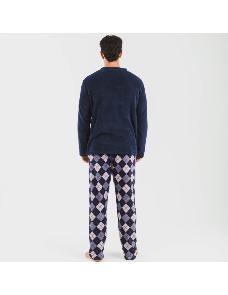 Pigiama pile coral uomo Darsikiriki blu pijama-coralina