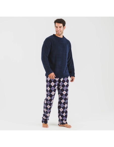 Pigiama pile coral uomo Darsikiriki blu pijama-coralina