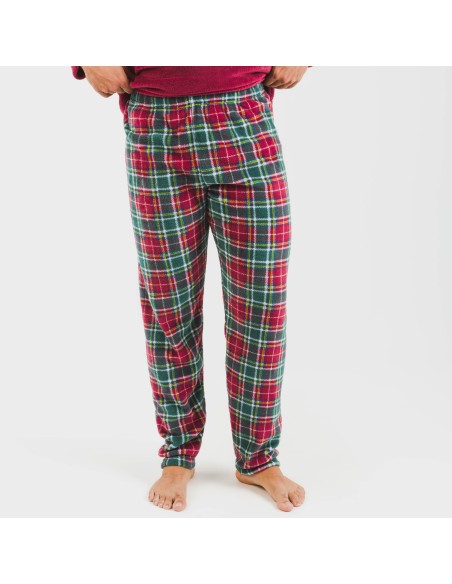 Pigiama pile coral uomo Cuadro Aros bordeaux pijama-coralina