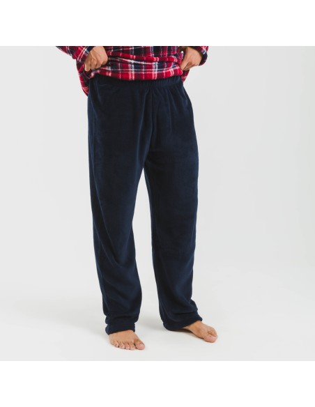 Pigiama pile coral uomo Cuadro Cocoro blu navy pijama-coralina